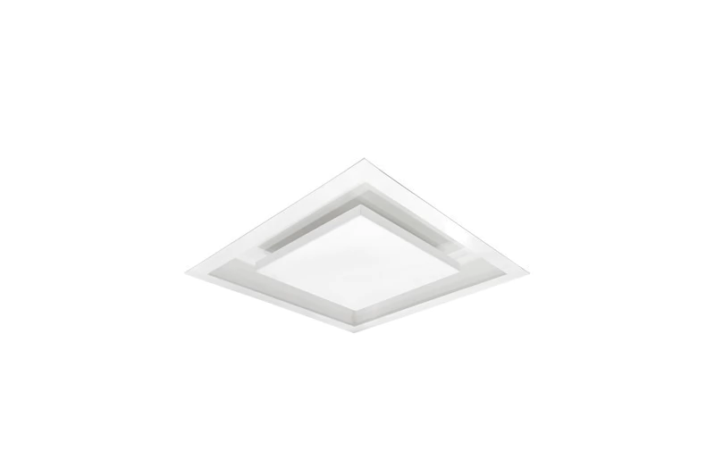 Plafon quadrado de LED embutido com design minimalista e acabamento branco, ideal para iluminação moderna de salas, quartos, cozinhas e escritórios, proporcionando luz uniforme, eficiente e sofisticada para projetos residenciais e comerciais.