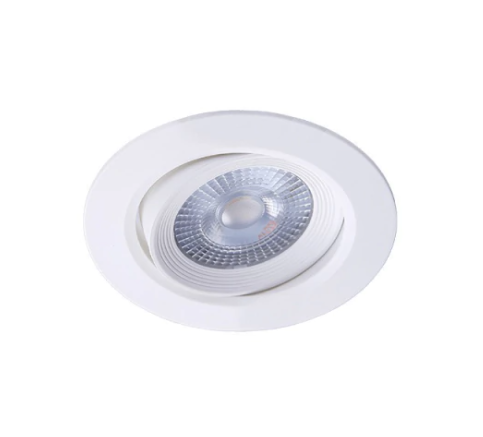 Spot de LED embutido com design ajustável e acabamento branco.