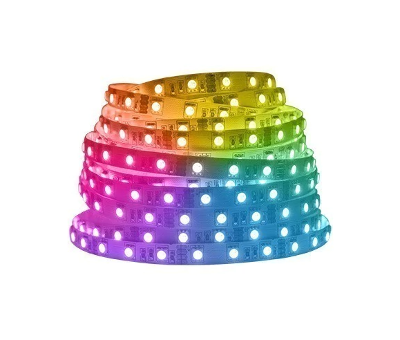 Fita LED RGB com iluminação multicolorida ajustável.