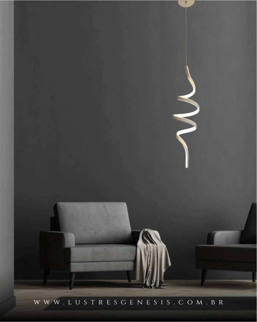 Luminária pendente minimalista em espiral elegante.