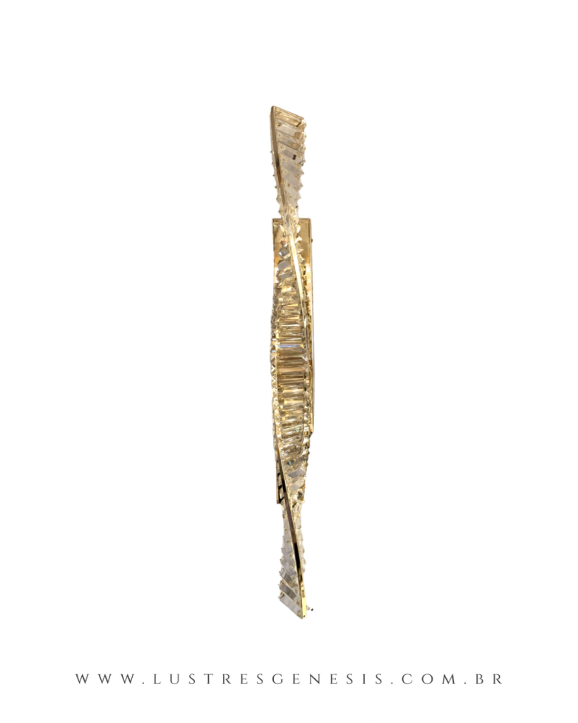 Arandela dourada com design espiral e cristal elegante