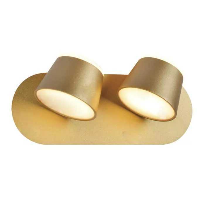 Arandela dourada dupla com focos direcionáveis e design moderno