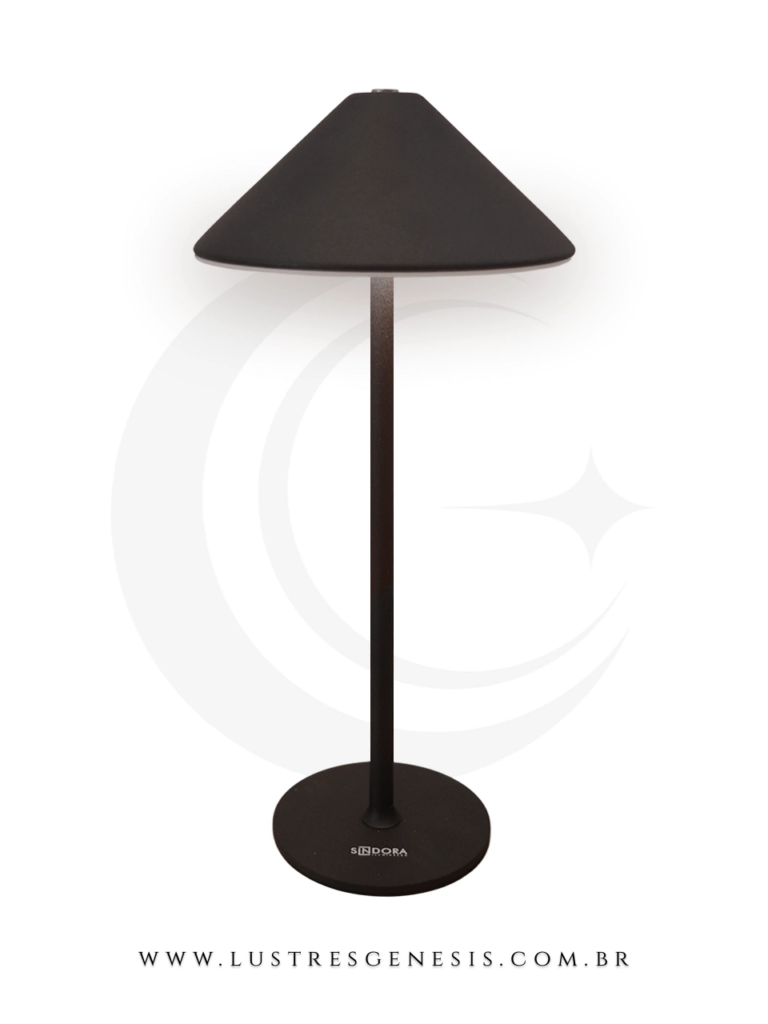 Luminária de mesa preta com design elegante e base firme.