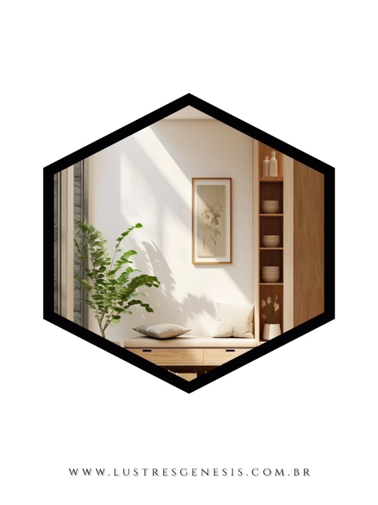 Espelho em formato hexagonal