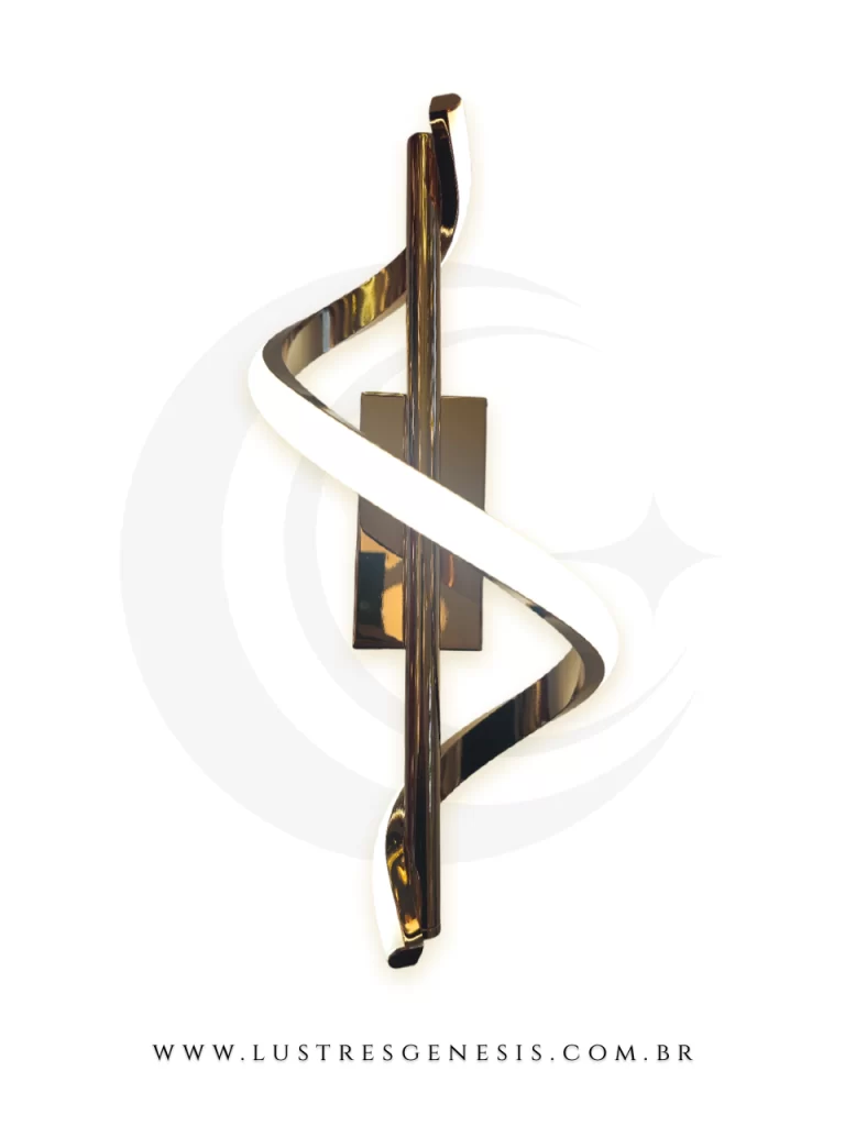 Arandela moderna com design espiral e iluminação em LED.