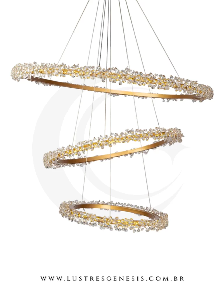 Lustre Pendente com 3 Argolas da linha dente de leão vendida pela lustres gênesis