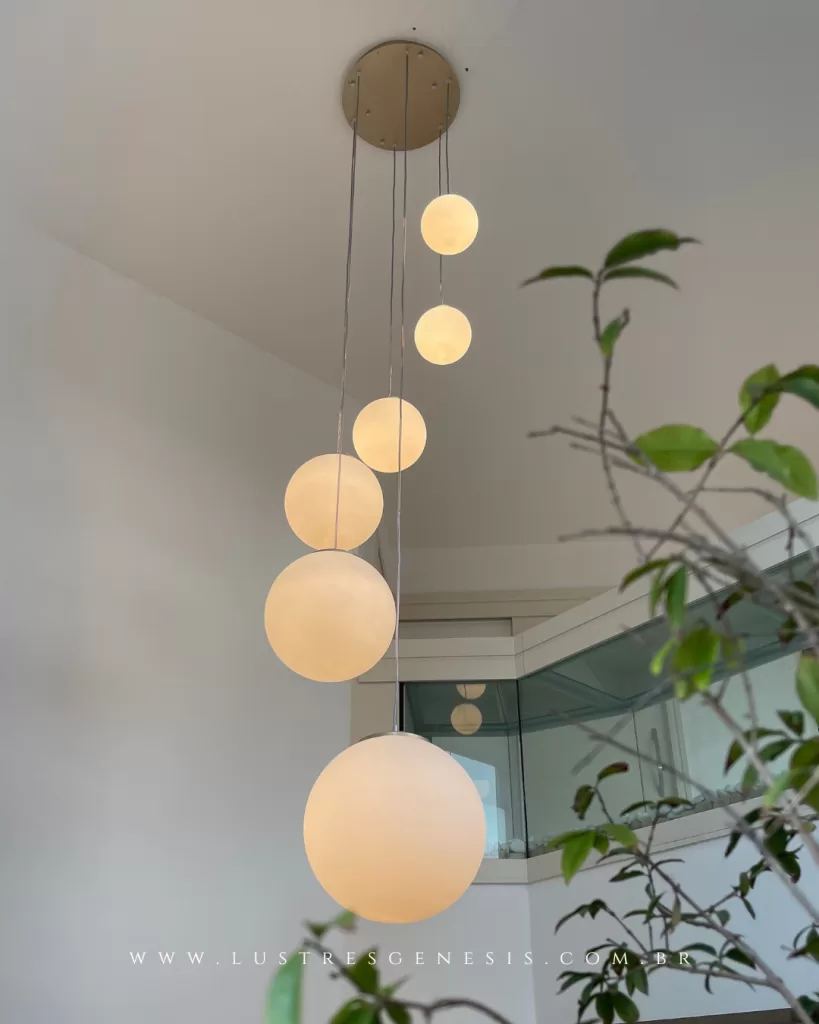 Lustre Globo Leitoso 6 Globos