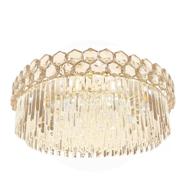 Plafon de cristal Quebec dourado, ideal para salas de estar, salas de TV, escritórios, quartos, quartos infantis, lavabos e banheiros.