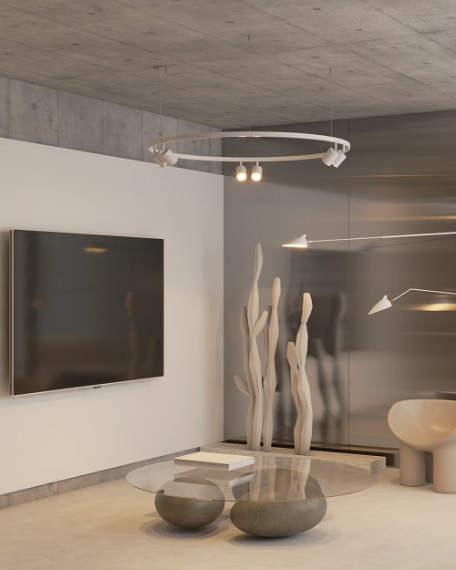 Lustre pendente moderno Bella Itália modelo Air Ø120cm em cor branca, ideal para mesa de jantar e ambientes diversos. Lustres Gênesis Site online venda de Lustres e Iluminação